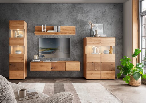 Impressionen zu G&K Wandboard für Wohnwand Herning Wildeiche mit Hirnholz Maserung, Bild 1