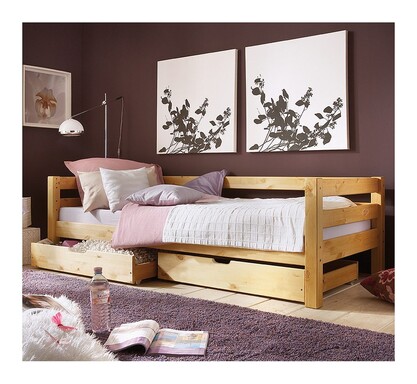 Impressionen zu INFANSKIDS Kinderbett mit hinterer Absturzsicherung und Bettkästen, Kiefer, Bild 3