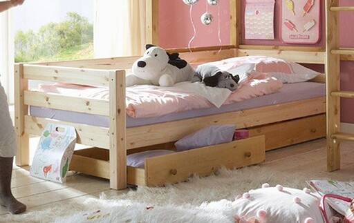 Impressionen zu INFANSKIDS Kinderbett mit hinterer Absturzsicherung und Bettkästen, Kiefer, Bild 4