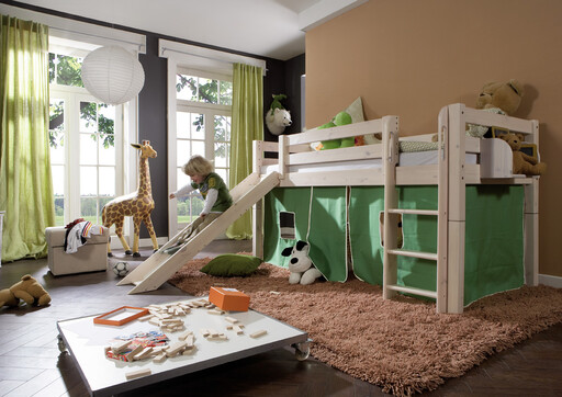 Impressionen zu INFANSKIDS Halbhochbett mit Absturzsicherung, Rutsche und gerader Leiter, Bild 1