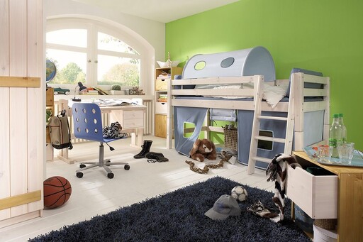 Impressionen zu INFANSKIDS Halbhochbett mit Absturzsicherung und schräger Leiter, Bild 4