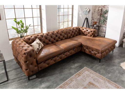 Impressionen zu Invicta Interior Ecksofa MODERN BAROCK Microfaser antikbraun im Chesterfield Stil, Bild 1