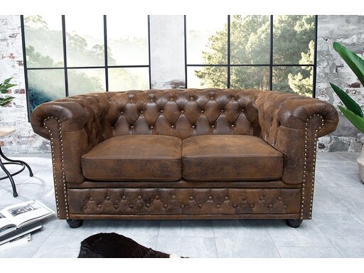 Impressionen zu Invicta Interior Sofa CHESTERFIELD 2-Sitzer Antikoptik braun, Bild 1