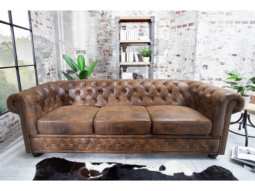 Impressionen zu Invicta Interior Sofa CHESTERFIELD 3-Sitzer Antikoptik braun, Bild 1