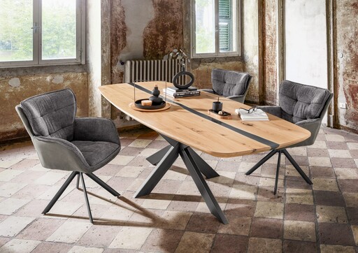 Impressionen zu TPT Harztisch mit ovaler Tischplatte mit Schweizer Kante und Metalluntergestell Spinne 40, Bild 1