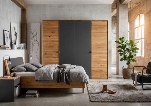 Impressionen zu TPT Holstebro Kleiderschrank Wildeiche mit Anthrazitglas | SKANMØBLER, Bild 3