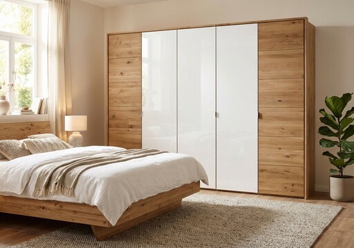 Impressionen zu TPT Kleiderschrank Holstebro mit Weißglas – Skandinavischer Traum für Dein Schlafzimmer, Bild 2