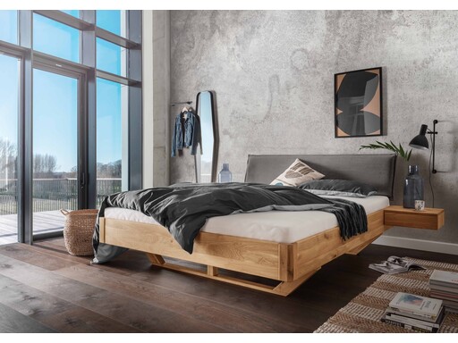 Impressionen zu TPT Massivholzbett Eiche 9 - Dein skandinavischer Traum mit Cord Stoffkopfteil, Bild 1