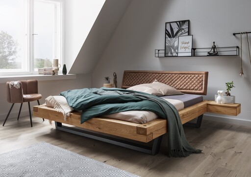 Impressionen zu TPT Schwebebalkenbett Woodstock aus Wildeiche mit Stofffkopfteil, Bild 1