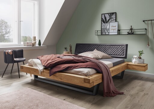 Impressionen zu TPT Schwebebalkenbett Woodstock aus Wildeiche mit Stofffkopfteil, Bild 2