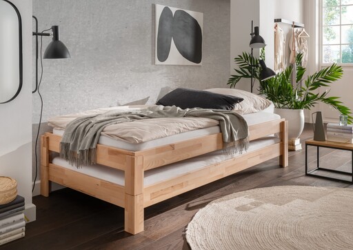 Impressionen zu Wohnglücklich Stapelbett Denver aus massiver Buche weiß lackiert, Bild 4