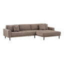 Lido Lounge Sofa mit Longchair 290 x 170/92 cm, Braun, Schwarze Füße, Longchair Rechts