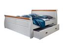 Doppelbett Kiefer skandinavisch Skandic 140 x 200 cm, weiß, Absetzung honig, mit Bettkasten