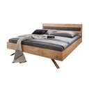 Massivholz Doppelbett Vejle II mit Holzkopfteil und Polster 140 x 200 cm