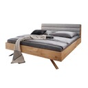 Massivholz Doppelbett Vejle II Wildeiche mit Polsterkopfteil 140 x 200 cm