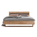 Massivholz Doppelbett Vejle III Holzkufe, Holzkopfteil und Polster 140 x 200 cm