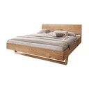 Massivholz Doppelbett Vejle III mit Holzkufe, Holzkopfteil Wildeiche 140 x 200 cm