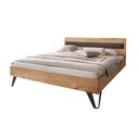 Massivholz Doppelbett Vejle mit Holzkopfteil und Polster 140 x 200 cm