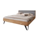 Massivholz Doppelbett Vejle mit Polsterkopfteil 140 x 200 cm