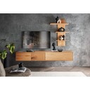 Wohnwand Massivholz II Herning Wildeiche mit Hirnholz Maserung 2-teilig