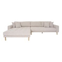 Lido Lounge Sofa Links 290 x 170/92 cm, Beige, Naturholz-Füße