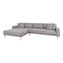 Lido Lounge Sofa Links 290 x 170/92 cm, Hellgrau, Naturholz-Füße