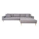 Lido Lounge Sofa Rechts 290 x 170/92 cm, Hellgrau, Naturholz-Füße