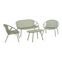House Nordic Saly Lounge Set Grün 2 Sessel, 1x 2er Bank, Tisch