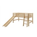 Halbhochbett mit Absturzsicherung, Rutsche und schräger Leiter 90 x 200 cm, natur