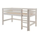 Halbhochbett mit Absturzsicherung und gerader Leiter 90 x 200 cm, weiß