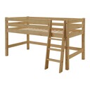 Halbhochbett mit Absturzsicherung und schräger Leiter 90 x 200 cm, laugenfarbig
