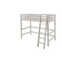 Kinder Hochbett Kiefer mit Absturzsicherung und schräger Leiter 90 x 200 cm, weiß