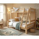 Kombi Etagenbett für 2-3 Kinder mit Absturzsicherung 210 x 160 x 160 cm, natur