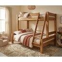 Kombi Etagenbett für 2-3 Kinder mit Absturzsicherung 210 x 160 x 160 cm, laugenfarbig