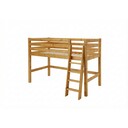 Mittelhochbett mit Absturzsicherung und schräger Leiter 90 x 200 cm, laugenfarbig