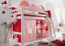 InfansKids Mittelhohes Abenteuerbett mit Stoffset Rosa Bett + Stoffset