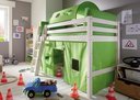InfansKids Mittelhohes Abenteuerbett mit Stoffset Lime Bett + Stoffset