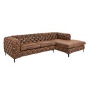 Ecksofa MODERN BAROCK Microfaser antikbraun im Chesterfield Stil 275 x 160 x 72 cm