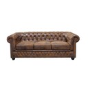 Sofa CHESTERFIELD 3-Sitzer Antikoptik braun 205 x 85 x 75 cm, Mikrofaser
