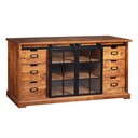 Vitrine Heritage schwarz Metall Schiebetüren Akazienholz 148 x 40 x 83 cm