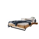 Faaborg Massivholzbett 12 Wildeiche mit Cord-Kopfteil & Metallkufen | SKANMØBLER Liegefläche: 140 x 200 cm