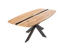 Harztisch mit ovaler Tischplatte mit Schweizer Kante und Metalluntergestell Spinne 40 Wildeiche/Schwarz - 180 x 100 x 76 cm