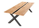 TPT Harztisch X-Form: mit Schweizer Kante Wildeiche/Schwarz - 180 x 100 x 75 cm