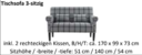 Banksystem Tavola grau aus Cord Tischsofa 3‐sitzig, 170 x 99 x 73 cm