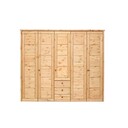 Kleiderschrank mit Kassettenfront und Schubladen Vita, 5-türig 264 x 224 x 62 cm, laugenfarbig