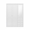 Kleiderschrank Vita mit Kassettenfront 3-türig und Spiegeltür 163 x 62 x 224 cm, weiß