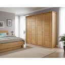 Kleiderschrank Vita mit Kassettenfront 4-türig, Kiefer Massiv 214 x 62 x 224 cm, laugenfarbig