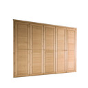 Kleiderschrank Vita mit Kassettenfront 5-türig, Kiefer Massiv 264 x 62 x 224 cm, laugenfarbig