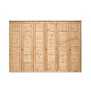 Kleiderschrank Vita mit Kassettenfront 6-türig, Kiefer Massiv 315 x 62 x 224 cm, laugenfarbig