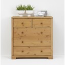 Kommode Vita aus massiver Kiefer, 3 große, 2 kleine Schubladen 100 x 104 x 43 cm, laugenfarbig